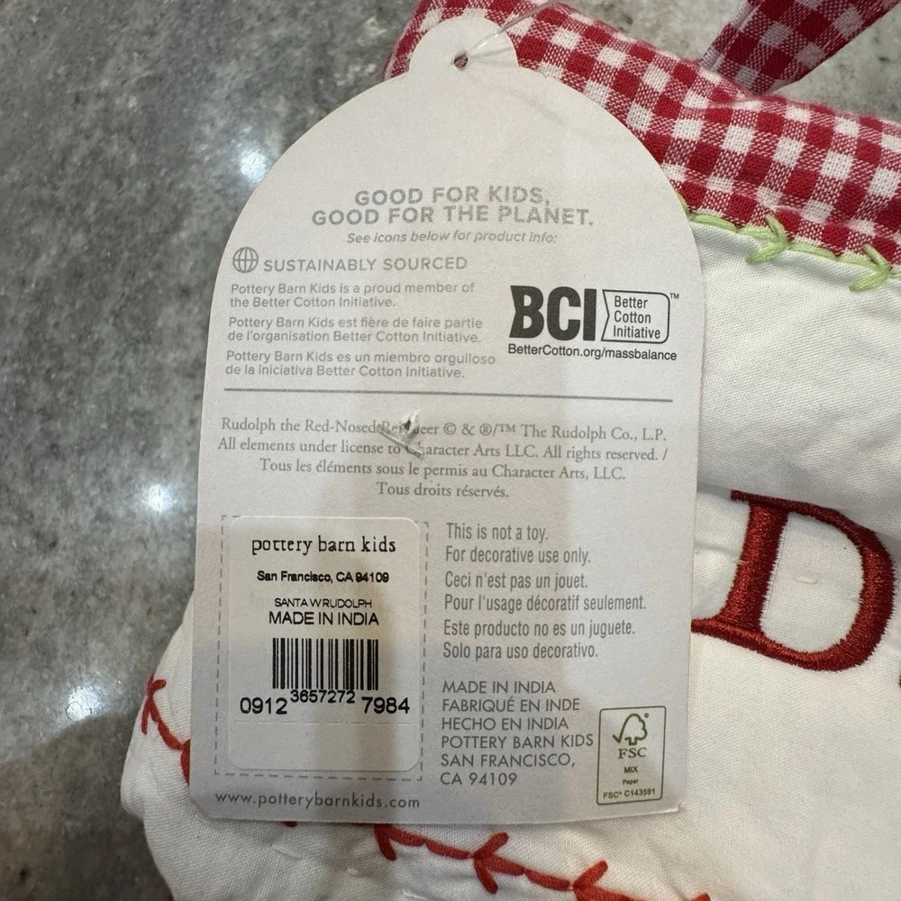 NWT Pottery Barn Kids Quilted Christmas Stocking 